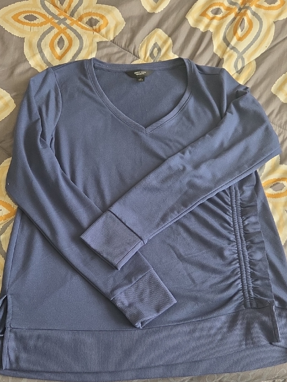 Simply Vera Vera Wang Blue V-Neck Long Sleeve Sweater